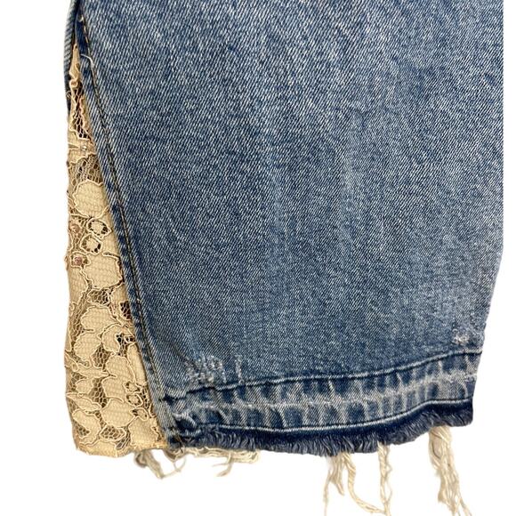 We The Free High-Rise Straight Jeans Inner Seam Lace Flare Details Size 27 - Picture 6 of 8